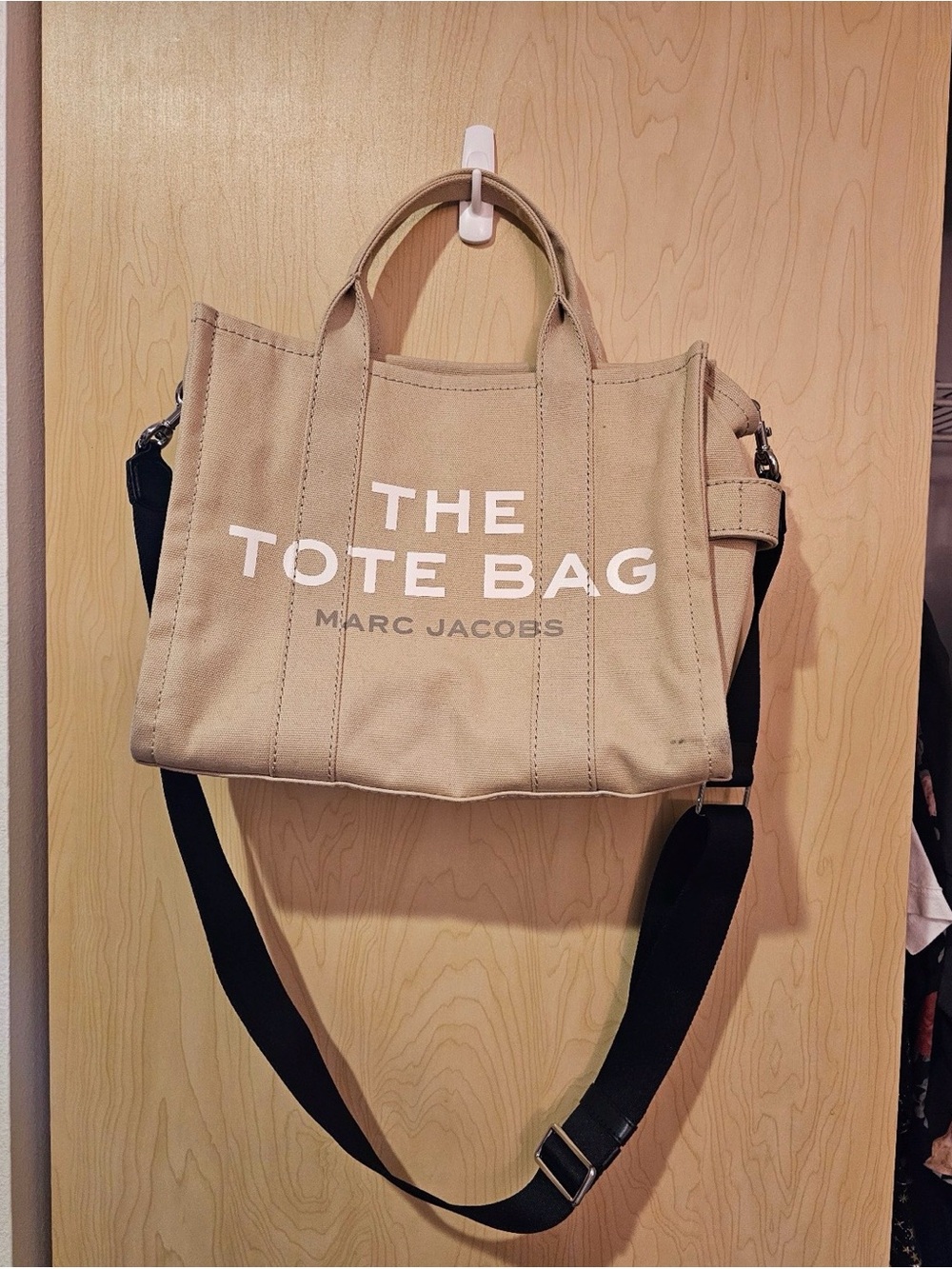 Marc Jacobs Beige Canvas Tote with Black Strap